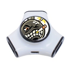 Smoking Cartoon Evil Bomb Cartoon 3-port Usb Hub by Sudhe