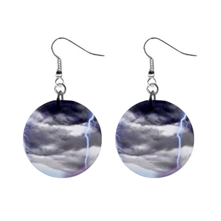 Thunder And Lightning Weather Clouds Painted Cartoon Mini Button Earrings