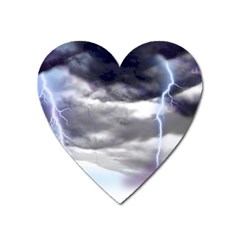 Thunder And Lightning Weather Clouds Painted Cartoon Heart Magnet