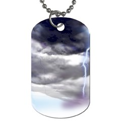 Thunder And Lightning Weather Clouds Painted Cartoon Dog Tag (two Sides)