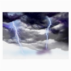 Thunder And Lightning Weather Clouds Painted Cartoon Large Glasses Cloth (2-side)