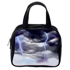 Thunder And Lightning Weather Clouds Painted Cartoon Classic Handbag (one Side) by Sudhe