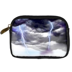 Thunder And Lightning Weather Clouds Painted Cartoon Digital Camera Leather Case by Sudhe