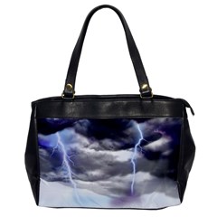 Thunder And Lightning Weather Clouds Painted Cartoon Oversize Office Handbag by Sudhe