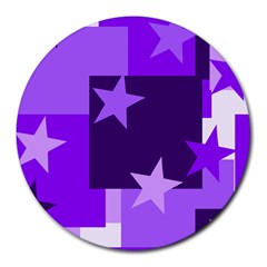 Purple Stars Pattern Shape Round Mousepads