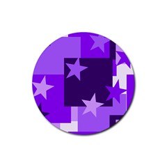 Purple Stars Pattern Shape Rubber Round Coaster (4 pack) 