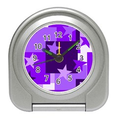 Purple Stars Pattern Shape Travel Alarm Clock