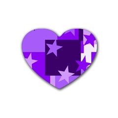 Purple Stars Pattern Shape Rubber Coaster (heart)  by Alisyart