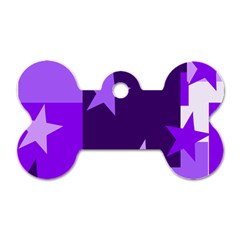 Purple Stars Pattern Shape Dog Tag Bone (one Side)