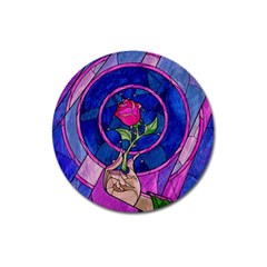 Enchanted Rose Stained Glass Magnet 3  (round)