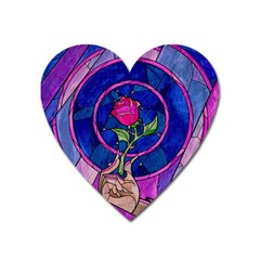 Enchanted Rose Stained Glass Heart Magnet by Sudhe