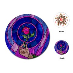 Enchanted Rose Stained Glass Playing Cards (round)