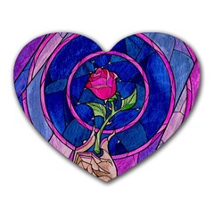 Enchanted Rose Stained Glass Heart Mousepads