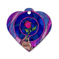 Enchanted Rose Stained Glass Dog Tag Heart (two Sides)