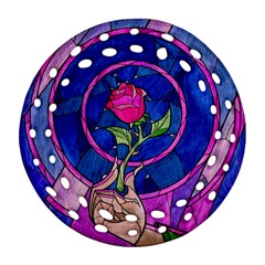 Enchanted Rose Stained Glass Ornament (round Filigree) by Sudhe