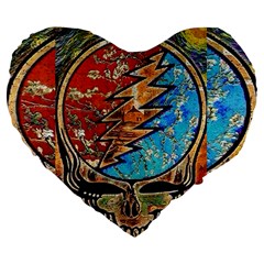 Grateful Dead Rock Band Large 19  Premium Flano Heart Shape Cushions