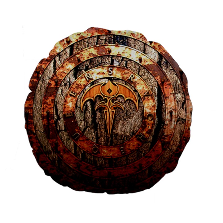 Queensryche Heavy Metal Hard Rock Bands Logo On Wood Standard 15  Premium Flano Round Cushions