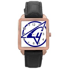 Sukhoi Aircraft Logo Rose Gold Leather Watch  by Sudhe