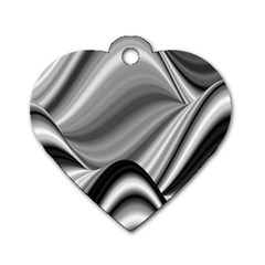 Waves Black And White Modern Dog Tag Heart (one Side) by Pakrebo