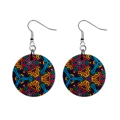 Grubby Colors Kaleidoscope Pattern Mini Button Earrings by Pakrebo