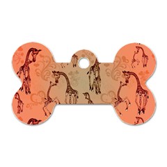 Cute Giraffe Pattern Dog Tag Bone (one Side)