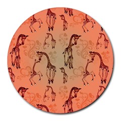 Cute Giraffe Pattern Round Mousepads by FantasyWorld7