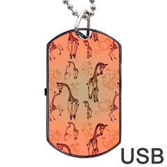 Cute Giraffe Pattern Dog Tag Usb Flash (two Sides) by FantasyWorld7