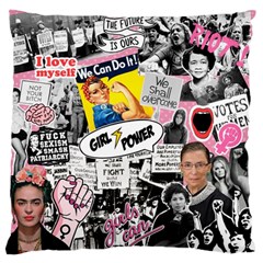 Feminism Collage  Large Flano Cushion Case (two Sides) by Valentinaart