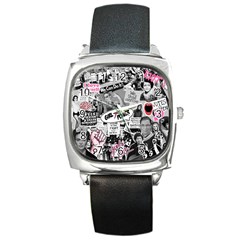 Feminism Collage  Square Metal Watch by Valentinaart