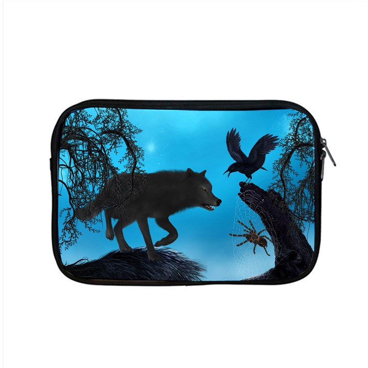 Awesome Black Wolf With Crow And Spider Apple MacBook Pro 15  Zipper Case