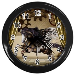 Awesome Steampunk Unicorn With Wings Wall Clock (black) by FantasyWorld7