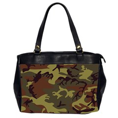 Camo Green Brown Oversize Office Handbag (2 Sides) by retrotoomoderndesigns