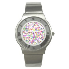 Mosaic Colorful Pattern Geometric Stainless Steel Watch