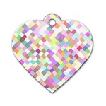 Mosaic Colorful Pattern Geometric Dog Tag Heart (One Side) Front