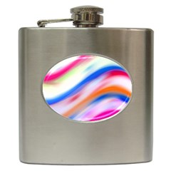 Vivid Colorful Wavy Abstract Print Hip Flask (6 Oz) by dflcprintsclothing