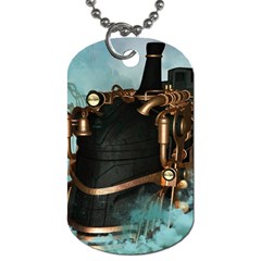 Spirit Of Steampunk, Awesome Train In The Sky Dog Tag (two Sides) by FantasyWorld7