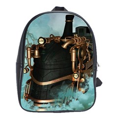 Spirit Of Steampunk, Awesome Train In The Sky School Bag (large) by FantasyWorld7