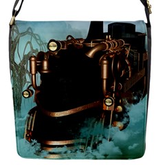 Spirit Of Steampunk, Awesome Train In The Sky Flap Closure Messenger Bag (s) by FantasyWorld7