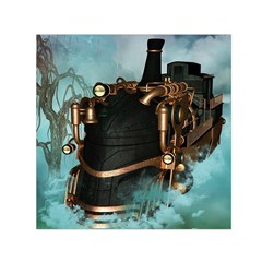 Spirit Of Steampunk, Awesome Train In The Sky Small Satin Scarf (square) by FantasyWorld7