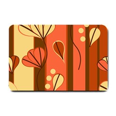 Amber Yellow Stripes Leaves Floral Small Doormat 