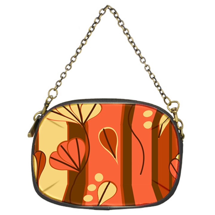 Amber Yellow Stripes Leaves Floral Chain Purse (Two Sides)