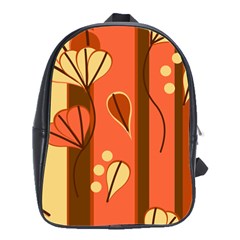Amber Yellow Stripes Leaves Floral School Bag (large)