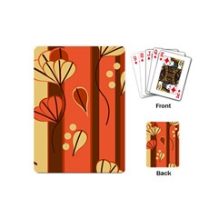 Amber Yellow Stripes Leaves Floral Playing Cards (mini) by Mariart