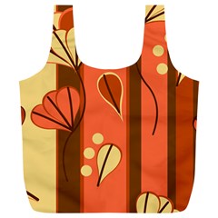 Amber Yellow Stripes Leaves Floral Full Print Recycle Bag (xl)