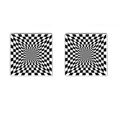 Optical Illusion Chessboard Tunnel Cufflinks (square) by Pakrebo