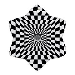 Optical Illusion Chessboard Tunnel Snowflake Ornament (two Sides)