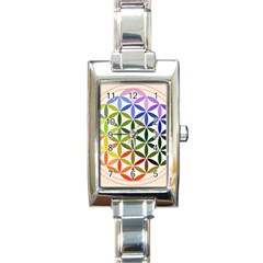 Mandala Rainbow Colorful Reiki Rectangle Italian Charm Watch