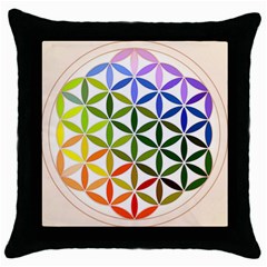Mandala Rainbow Colorful Reiki Throw Pillow Case (Black)