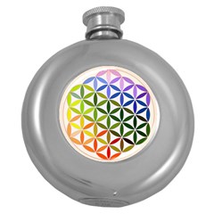 Mandala Rainbow Colorful Reiki Round Hip Flask (5 oz)