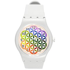 Mandala Rainbow Colorful Reiki Round Plastic Sport Watch (M)